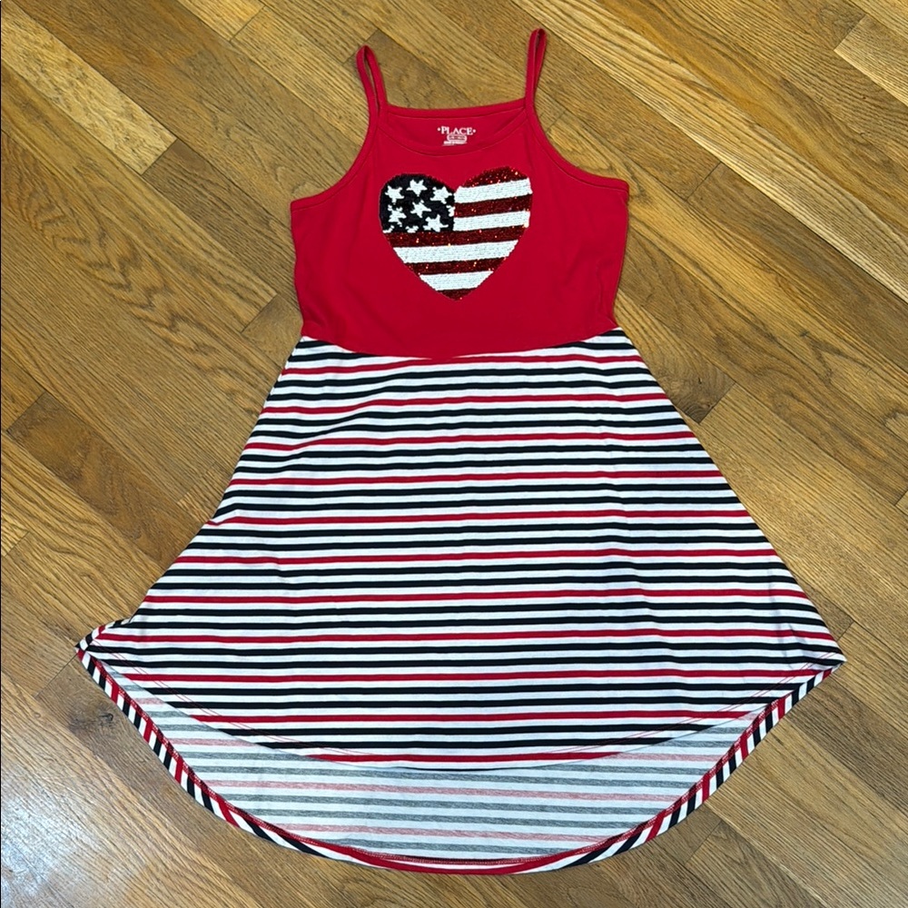 Red white and blue dress, size girl’s large 10/12